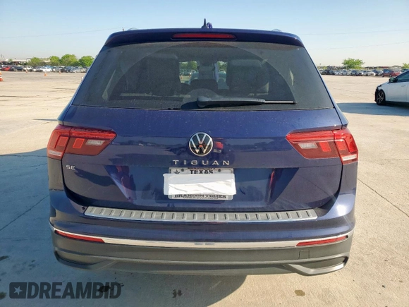 2022 Volkswagen Tiguan SE with VIN 3VV3B7AX2NM024334, listed as a Copart auction lot 52183095 with 26,849 mi miles and Salvage Title. Bid and sale history available at DreamBid. Image 6.
