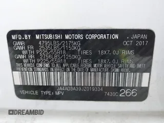 2018 Mitsubishi Outlander SE with VIN JA4AD3A39JZ019334, listed as a IAAI auction lot 41442138 with 154,978 mi miles and . Bid and sale history available at DreamBid. Image 9.