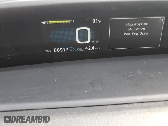 2016 Toyota Prius Four with VIN JTDKARFU1G3507499, listed as a Copart auction lot 52458735 with 86,917 mi miles and Salvage Title. Bid and sale history available at carsss.com. Image 9.