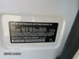 2017 BMW X1 sDrive28i with VIN WBXHU7C38H5H36694, listed as a Copart auction lot 65935442 with 96,213 mi miles. Bid and sale history available at carsss.com. Image 10.