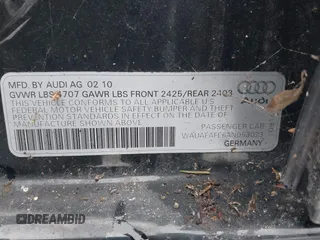 2010 Audi A4 2.0T Premium with VIN WAUAFAFL6AN053023, listed as a IAAI auction lot 41490360 with 153,419 mi miles. Bid and sale history available at carsss.com. Image 9.