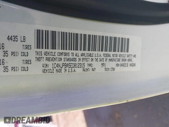 2014 Jeep Patriot Sport с VIN 1C4NJPBA5ED812315, выставлен на аукционе IAAI как лот 41264770 с пробегом 138 155 миль миль и . История ставок и продаж доступна на DreamBid. Изображение 9.