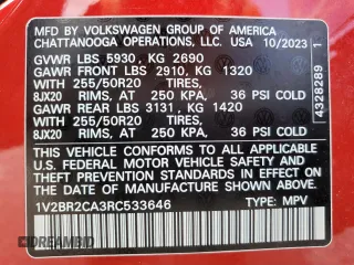 2024 Volkswagen Atlas SEL z VIN 1V2BR2CA3RC533646, wystawiony jako Copart lot #56513415 z przebiegiem 10 498 mil mil oraz Czysty tytuł • Clean title. Historia ofert i sprzedaży dostępna na DreamBid. Obrazek 13.