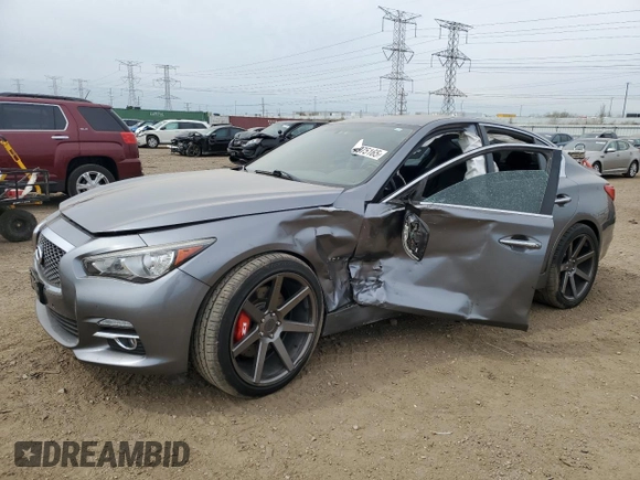 2017 Infiniti Q50 Premium with VIN JN1EV7AR9HM834868, listed as a Copart auction lot 54975165 with 109,746 mi miles and Salvage title. Bid and sale history available at DreamBid. Image 1.