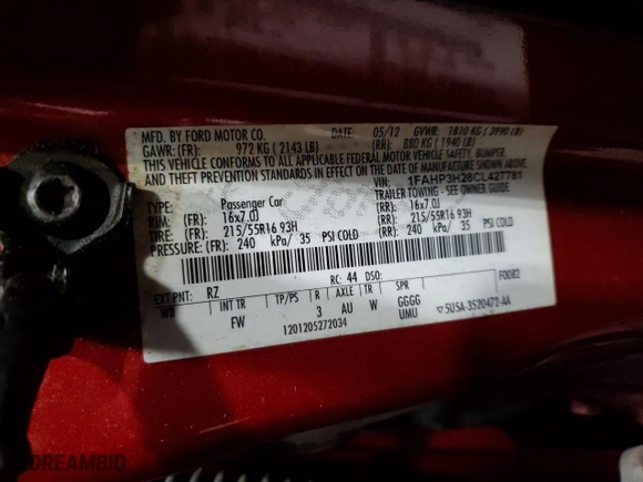 2012 Ford Focus SEL with VIN 1FAHP3H28CL427781, listed as a Copart auction lot 50521725 with 159,397 mi miles and Salvage Title. Bid and sale history available at carsss.com. Image 13.