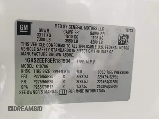 2014 GMC Yukon Denali with VIN 1GKS2EEF3ER181504, listed as a IAAI auction lot 41267224 with 165,478 mi miles. Bid and sale history available at carsss.com. Image 9.