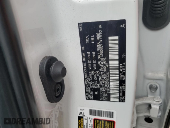 2023 Toyota Highlander L with VIN 5TDKDRAH4PS049246, listed as a Copart auction lot 57025305 with 9,848 mi miles and Salvage title. Bid and sale history available at DreamBid. Image 13.
