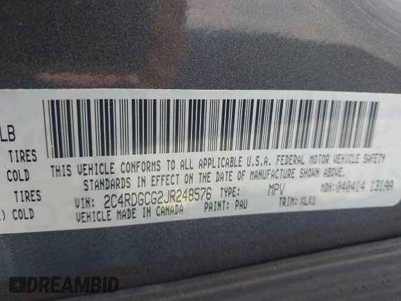2018 Dodge Grand Caravan SXT z VIN 2C4RDGCG2JR248576, wystawiony jako IAAI lot #42203411 z przebiegiem 100 815 mil mil oraz . Historia ofert i sprzedaży dostępna na DreamBid. Obrazek 9.