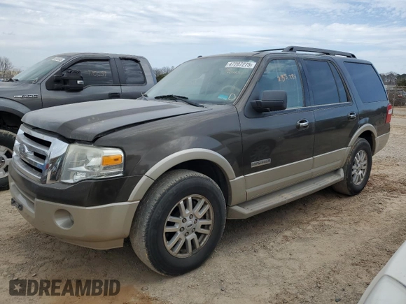 2008 Ford Expedition Eddie Bauer with VIN 1FMFU17528LA46165, listed as a Copart auction lot 47207275 with 235,284 mi miles and Salvage title. Bid and sale history available at DreamBid. Image 1.