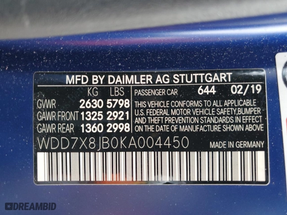 2019 Mercedes-Benz AMG GT with VIN WDD7X8JB0KA004450, listed as a Copart auction lot 43970824 with 38,135 mi miles. Bid and sale history available at carsss.com. Image 12.