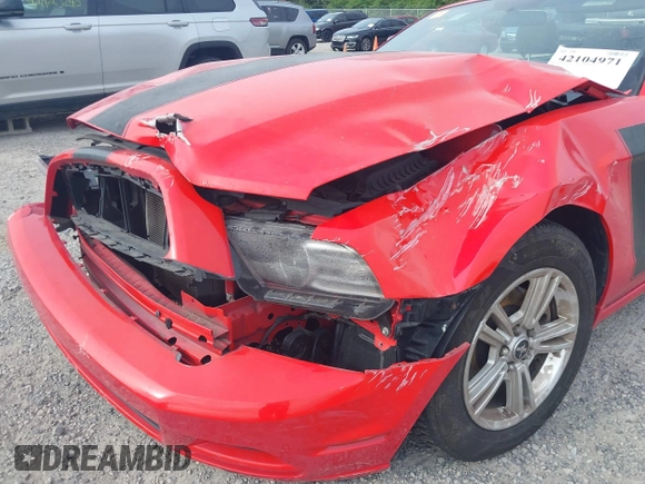 2014 Ford Mustang V6 with VIN 1ZVBP8EM3E5208282, listed as a IAAI auction lot 42104971 with Not Provided miles. Bid and sale history available at carsss.com. Image 6.