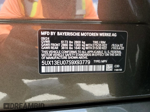 2025 BMW X5 sDrive40i z VIN 5UX13EU07S9X93779, wystawiony jako Copart lot #55974175 z przebiegiem 8 970 mil mil oraz Szkoda całkowita • Salvage title. Historia ofert i sprzedaży dostępna na DreamBid. Obrazek 14.