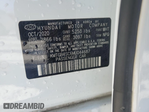 2021 Genesis G80 2.5T with VIN KMTGB4SC6MU044687, listed as a Copart auction lot 87952985 with 80,141 mi miles and Salvage Title. Bid and sale history available at DreamBid. Image 13.