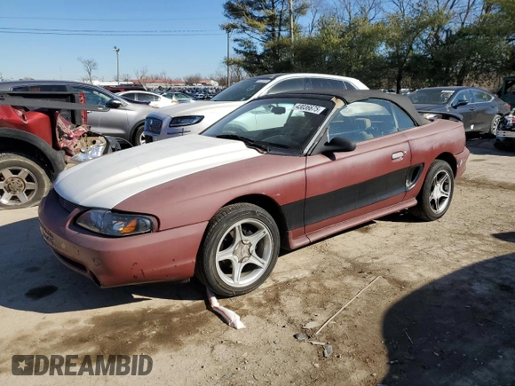 1998 Ford Mustang GT with VIN 1FAFP45X6WF213128, listed as a Copart auction lot 43036675 with 117,386 mi miles and Salvage Title. Bid and sale history available at carsss.com. Image 1.
