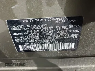 2022 Subaru Forester Premium z VIN JF2SKAEC2NH431414, wystawiony jako IAAI lot #42404661 z przebiegiem 51 516 mil mil oraz . Historia ofert i sprzedaży dostępna na DreamBid. Obrazek 9.