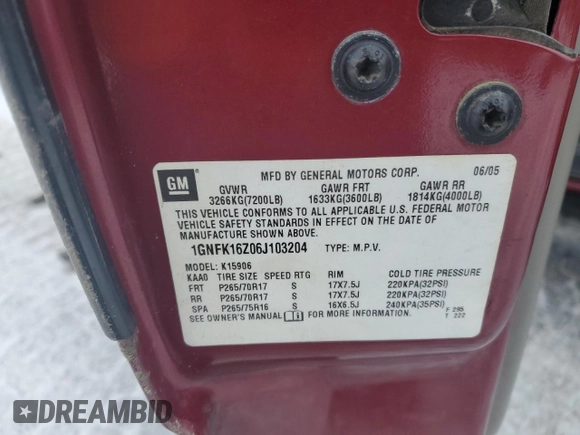 2006 Chevrolet Suburban LS with VIN 1GNFK16Z06J103204, listed as a Copart auction lot 83678584 with 207,678 mi miles and Salvage Title. Bid and sale history available at carsss.com. Image 15.