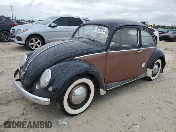 1956 Volkswagen Beetle with VIN 1226101, listed as a Copart auction lot 74739324 with 34,472 mi miles and Salvage Title. Bid and sale history available at DreamBid. Image 1.