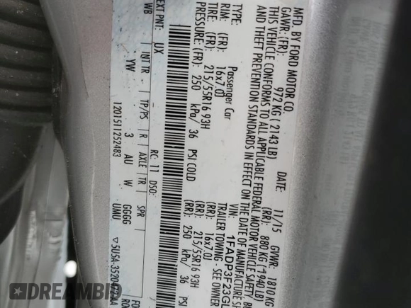 2016 Ford Focus SE с VIN 1FADP3F23GL236017, выставлен на аукционе Copart как лот 47683555 с пробегом Не указан миль и Списание • Salvage title. История ставок и продаж доступна на DreamBid. Изображение 13.