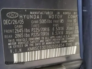 2006 Hyundai Santa Fe GLS with VIN KM8SC13D16U105454, listed as a Copart auction lot 44218575 with 118,579 mi miles and Clean Title. Bid and sale history available at carsss.com. Image 13.