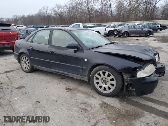 2000 Audi A4 with VIN WAUDC28D4YA127848, listed as a Copart auction lot 82035314 with 260,362 mi miles and Salvage title. Bid and sale history available at DreamBid. Image 4.