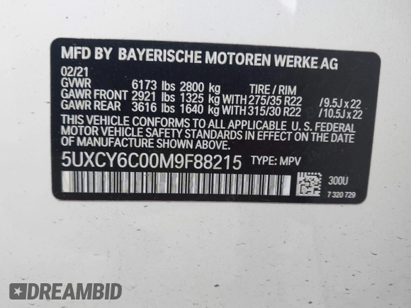 2021 BMW X6 xDrive40i z VIN 5UXCY6C00M9F88215, wystawiony jako IAAI lot #41646498 z przebiegiem 43 587 mil mil oraz . Historia ofert i sprzedaży dostępna na DreamBid. Obrazek 9.
