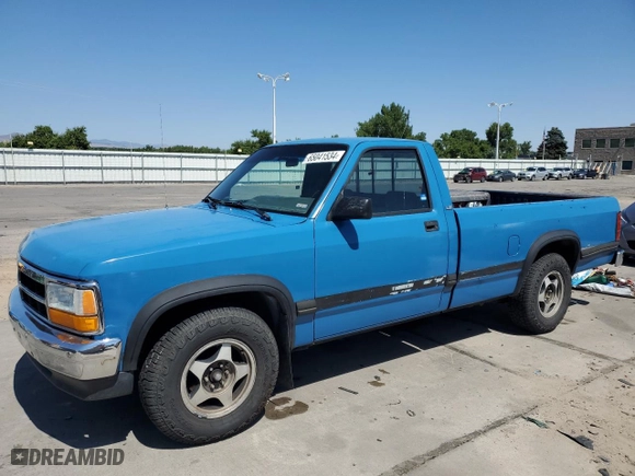 1992 Dodge Dakota "S" with VIN 1B7GL26X8NS523574, listed as a Copart auction lot 65041534 with 122,376 mi miles and Clean Title. Bid and sale history available at carsss.com. Image 1.