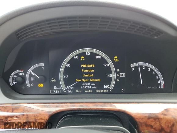 2010 Mercedes-Benz S 550 with VIN WDDNG7BB1AA326822, listed as a Copart auction lot 52373325 with 105,313 mi miles and Salvage Title. Bid and sale history available at DreamBid. Image 9.