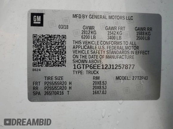 2018 GMC Canyon 4WD Denali with VIN 1GTP6EE12J1257877, listed as a Copart auction lot 49248715 with 59,602 mi miles and Salvage Title. Bid and sale history available at carsss.com. Image 12.