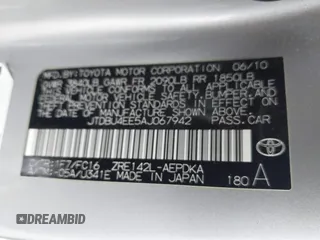 2010 Toyota Corolla with VIN JTDBU4EE5AJ067942, listed as a IAAI auction lot 42429773 with 19,539 mi miles and . Bid and sale history available at DreamBid. Image 9.