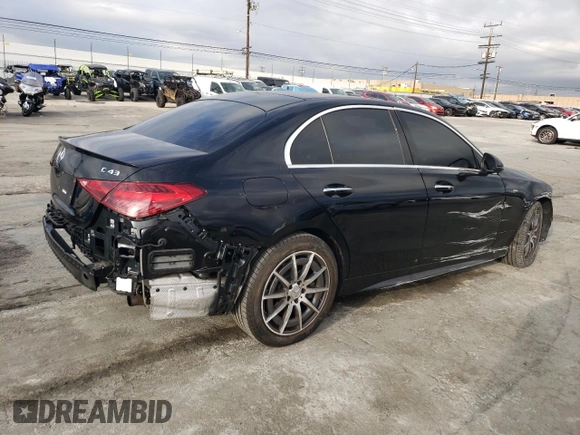 2023 Mercedes-Benz C 43 AMG with VIN W1KAF8HB9PR080028, listed as a Copart auction lot 45000615 with 12,786 mi miles and Salvage Title. Bid and sale history available at DreamBid. Image 3.