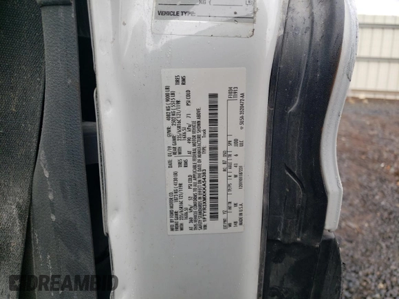 2019 Ford Transit with VIN 1FTYR3XMXKKA54383, listed as a Copart auction lot 47279395 with 95,604 mi miles and Salvage title. Bid and sale history available at DreamBid. Image 12.