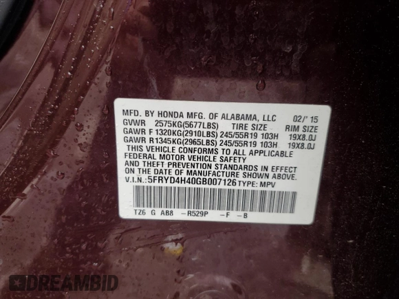 2016 Acura MDX Technology z VIN 5FRYD4H40GB007126, wystawiony jako Copart lot #59344235 z przebiegiem 94 086 mil mil oraz Szkoda całkowita • Salvage title. Historia ofert i sprzedaży dostępna na DreamBid. Obrazek 14.