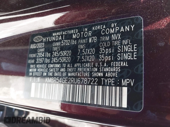 2024 Hyundai Palisade Limited z VIN KM8R54GE2RU678722, wystawiony jako IAAI lot #42052885 z przebiegiem 19 757 mil mil oraz . Historia ofert i sprzedaży dostępna na DreamBid. Obrazek 9.