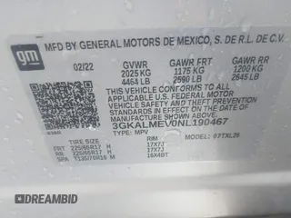 2022 GMC Terrain SLE z VIN 3GKALMEV0NL190467, wystawiony jako IAAI lot #41608547 z przebiegiem 54 926 mil mil oraz . Historia ofert i sprzedaży dostępna na DreamBid. Obrazek 9.