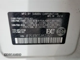 2018 Subaru Forester with VIN JF2SJEBC0JH571521, listed as a Copart auction lot 61860935 with 75,054 mi miles and Clean title. Bid and sale history available at DreamBid. Image 14.