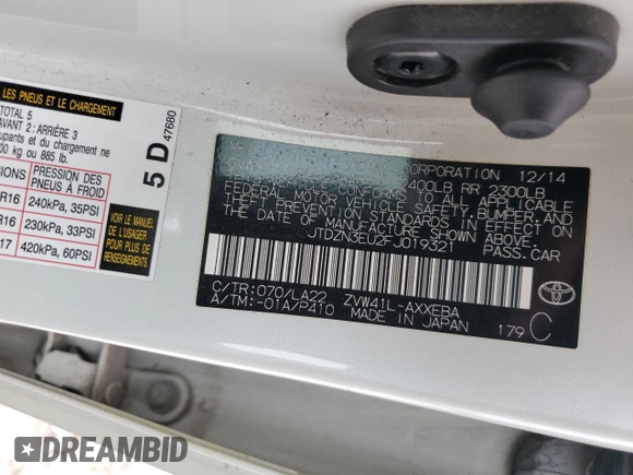 2015 Toyota Prius Two with VIN JTDZN3EU2FJ019321, listed as a Copart auction lot 50863435 with 90,911 mi miles and Salvage Title. Bid and sale history available at DreamBid. Image 12.