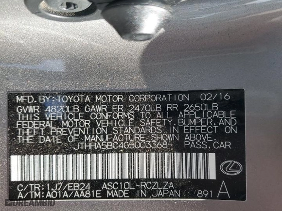 2016 Lexus RC 200t with VIN JTHHA5BC4G5003368, listed as a Copart auction lot 79479734 with 72,748 mi miles and Salvage Title. Bid and sale history available at carsss.com. Image 13.