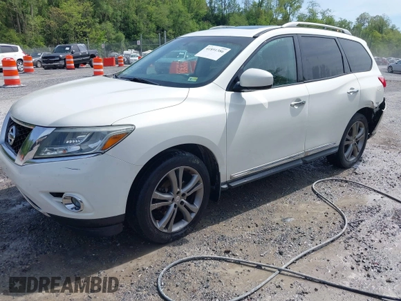 2013 Nissan Pathfinder Platinum with VIN 5N1AR2MM4DC623141, listed as a IAAI auction lot 41891386 with 139,550 mi miles and . Bid and sale history available at DreamBid. Image 2.