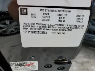 2002 Chevrolet Corvette with VIN 1G1YY32G325123703, listed as a Copart auction lot 77258804 with 26,325 mi miles and Salvage Title. Bid and sale history available at carsss.com. Image 13.