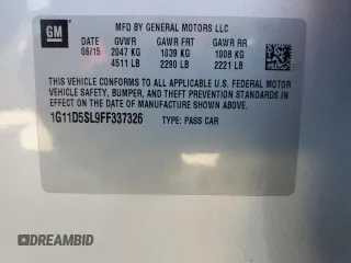 2015 Chevrolet Malibu LT with VIN 1G11D5SL9FF337326, listed as a Copart auction lot 56448535 with 178,804 mi miles and Salvage Title. Bid and sale history available at DreamBid. Image 12.