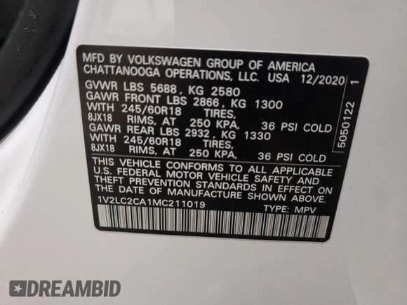 2021 Volkswagen Atlas SE with VIN 1V2LC2CA1MC211019, listed as a Copart auction lot 69629403 with 71,005 mi miles and . Bid and sale history available at DreamBid. Image 15.