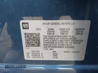 2024 Cadillac XT4 AWD Premium Luxury with VIN 1GYFZDR45RF143981, listed as a IAAI auction lot 42032787 with 14,700 mi miles and . Bid and sale history available at DreamBid. Image 9.