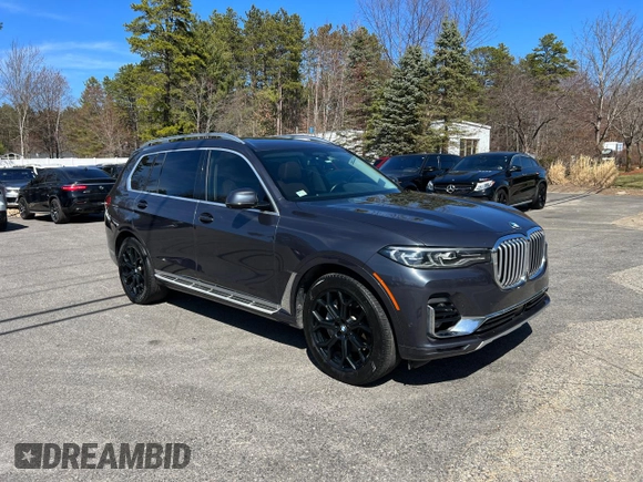 2019 BMW X7 xDrive50i z VIN 5UXCX4C58KLS36225, wystawiony jako Copart lot #53399425 z przebiegiem 111 593 mil mil oraz Czysty tytuł • Clean title. Historia ofert i sprzedaży dostępna na DreamBid. Obrazek 1.