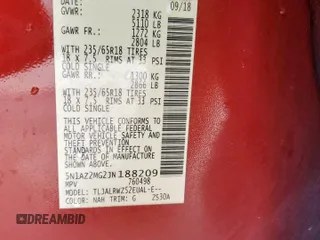 2018 Nissan Murano SV z VIN 5N1AZ2MG2JN188209, wystawiony jako Copart lot #51116065 z przebiegiem 104 015 mil mil oraz Szkoda całkowita • Salvage title. Historia ofert i sprzedaży dostępna na DreamBid. Obrazek 14.