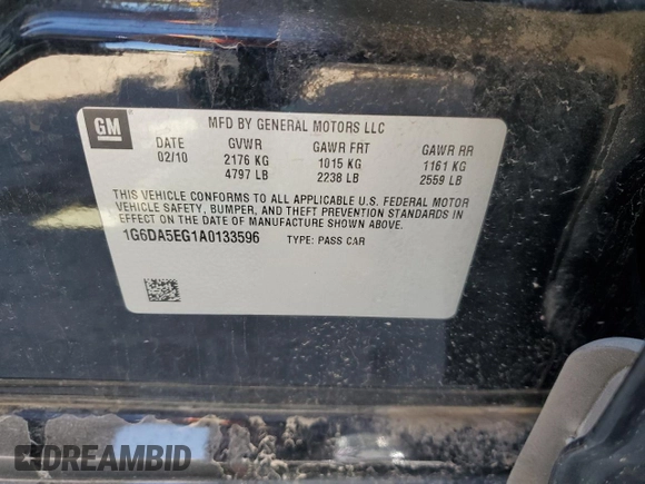 2010 Cadillac CTS with VIN 1G6DA5EG1A0133596, listed as a Copart auction lot 79690124 with 145,379 mi miles and Salvage Title. Bid and sale history available at DreamBid. Image 12.
