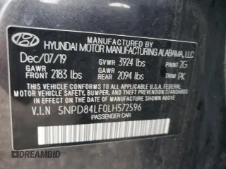 2020 Hyundai Elantra SEL with VIN 5NPD84LF0LH572596, listed as a Copart auction lot 57165155 with 97,216 mi miles and Salvage title. Bid and sale history available at DreamBid. Image 12.