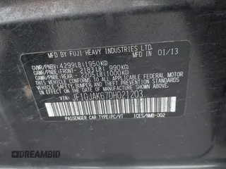 2013 Subaru Impreza Limited с VIN JF1GJAK67DH021203, выставлен на аукционе IAAI как лот 42263791 с пробегом 144 235 миль миль и . История ставок и продаж доступна на DreamBid. Изображение 9.