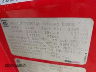 1994 Chevrolet Corvette z VIN 1G1YY22P6R5111291, wystawiony jako IAAI lot #42379116 z przebiegiem Nie podano mil oraz . Historia ofert i sprzedaży dostępna na DreamBid. Obrazek 9.