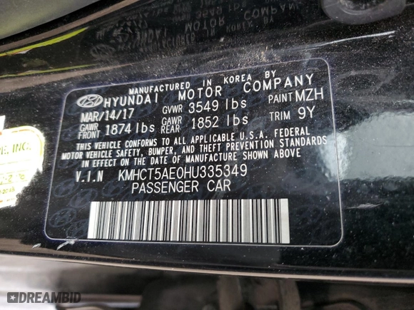 2017 Hyundai Accent SE with VIN KMHCT5AE0HU335349, listed as a Copart auction lot 51677435 with 129,831 mi miles and Salvage Title. Bid and sale history available at carsss.com. Image 12.