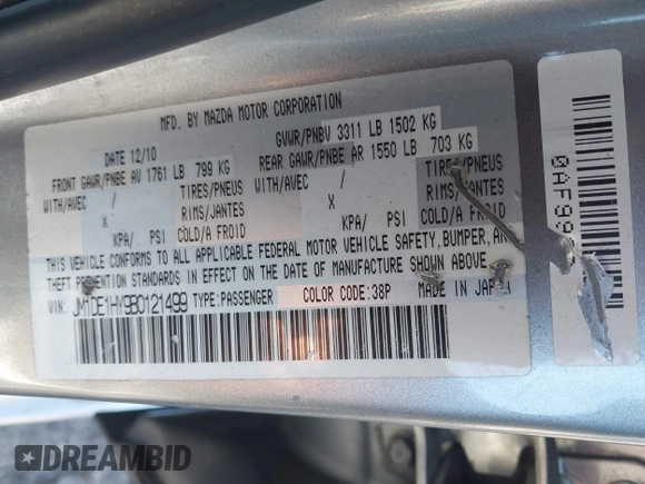 2011 Mazda 2 Sport with VIN JM1DE1HY9B0121499, listed as a IAAI auction lot 41335064 with 128,277 mi miles. Bid and sale history available at carsss.com. Image 9.